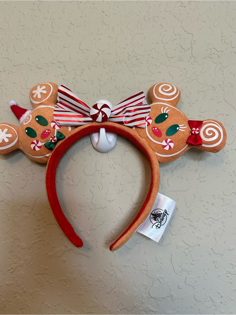 Disney Gingerbread Minnie Ears Headband - Red, Brown, Green & White